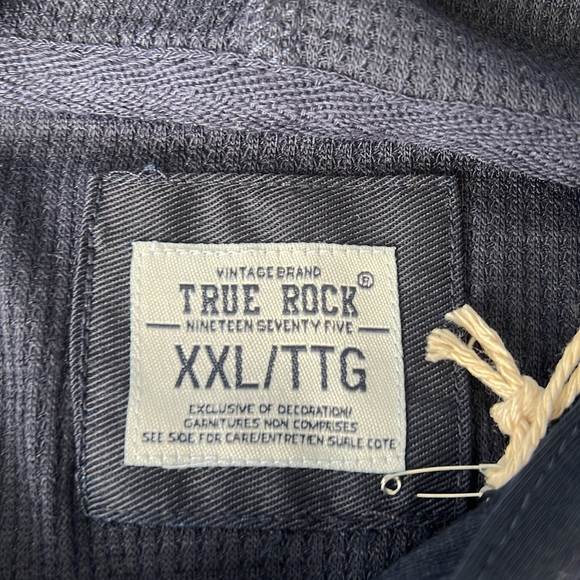 TRUE ROCK Hooded Henley Lightweight Men’s Navy Knit Top XXL - NWT - Picture 5 of 8
